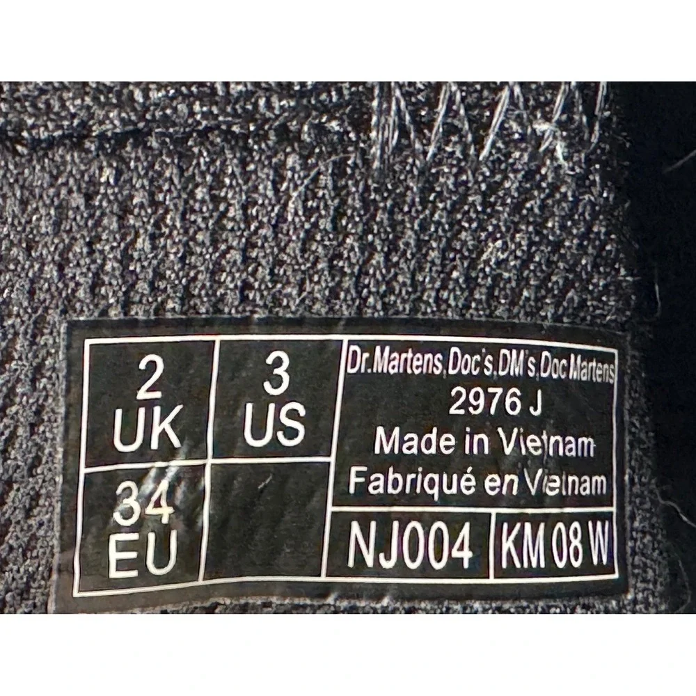 Dr. Martens 2976 J Chelsea Boots Kids Size 3 Black Leather Side Zip